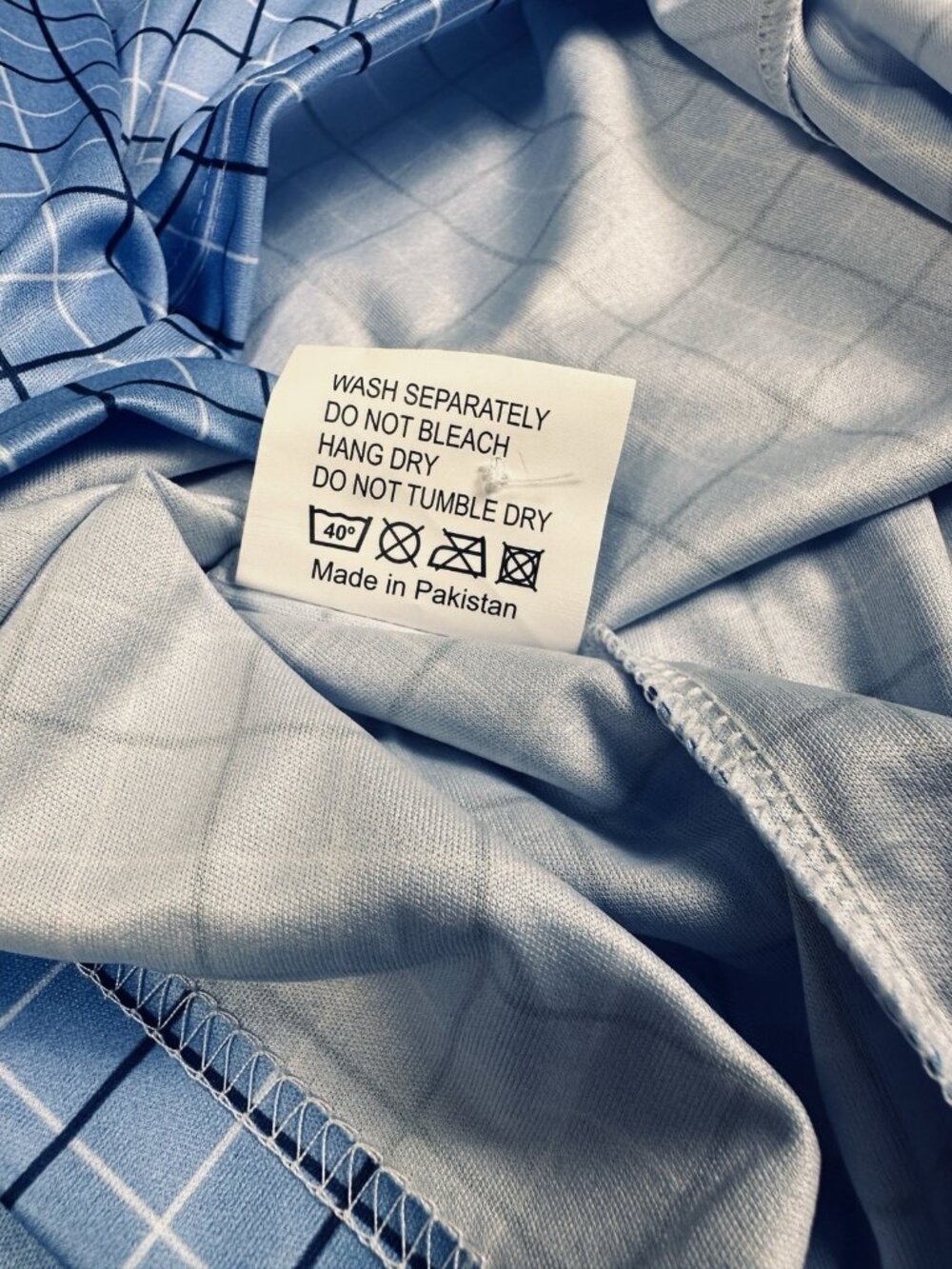Collars & Co. Semi-Spread Collar Polo Shirt Blue Windowpane Sz Large Golf NWT - Picture 11 of 14